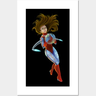 USA Space Girl Pin Up Posters and Art